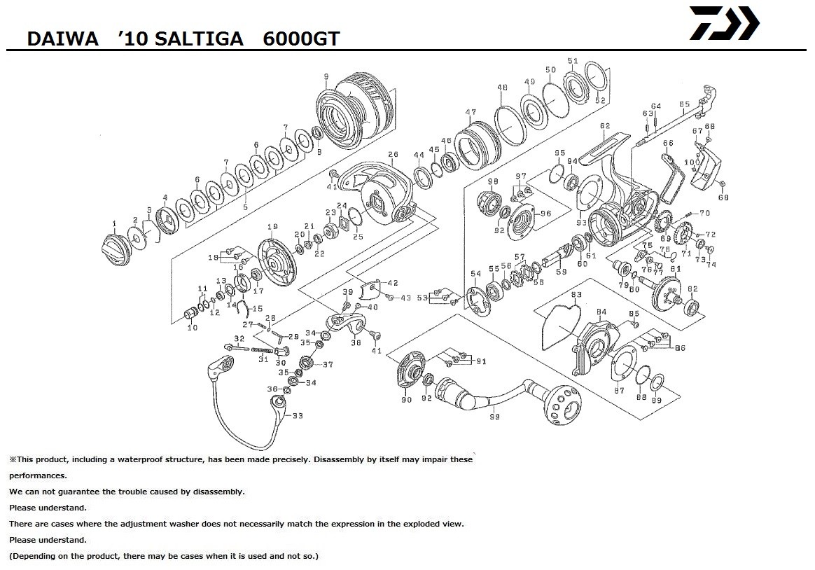 Daiwa '10 SALTIGA 6000GT Parts Order-B | eBay