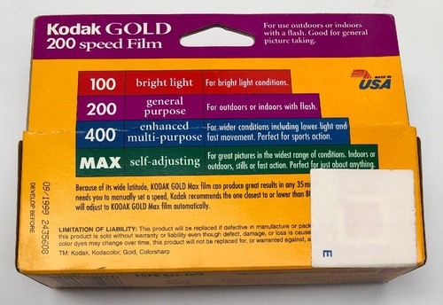 Vintage NOS Film Rolls: Kodak Gold 200 96 Exp 35mm 4 Rolls Expiration 09/1999
