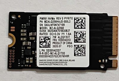 SAMSUNG 256GB SSD M.2 2242 PM991 NVME PCIe MZALQ256HAJD-000L2 MZ-ALQ2560