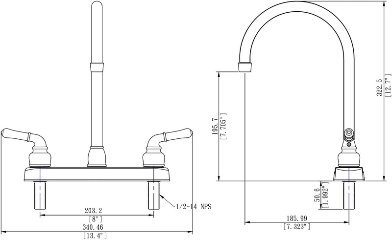Lynden Modern High Arc Kitchen Sink Faucet - Metallic Plating over ABS Plastic -