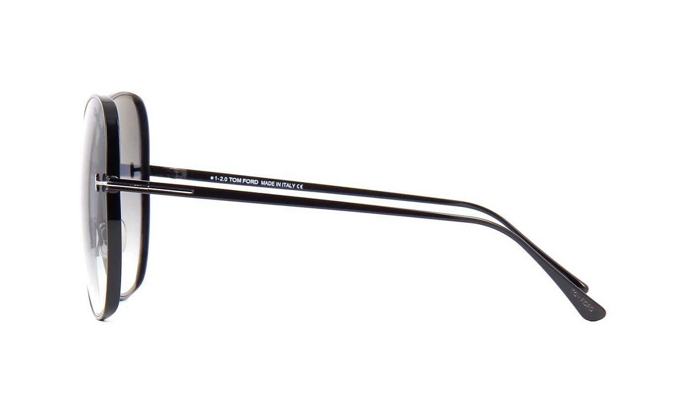 Pre-owned Tom Ford Nickie Ft 0842 Shiny Black/blue Grey Shaded (01b) Sunglasses In Gray