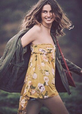 FREE PEOPLE Tunic XS MIRAGE Convertible Top Dress Floral Hi Lo Smocked NWT