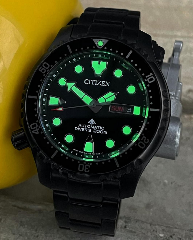 Pre-owned Citizen Promaster Automatic Sapphire Crystal Black Dial Diver's Watch Ny0145-86e