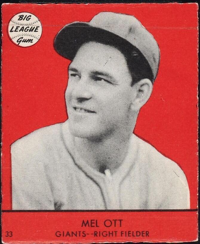 1941 年 Goudey Big League 咀嚼口香糖 - Mel Ott #33