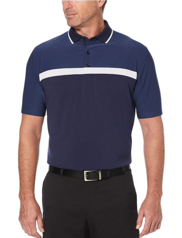 Callaway Mens Swing Tech™ Fine Line Color Block Polo,Peacoat