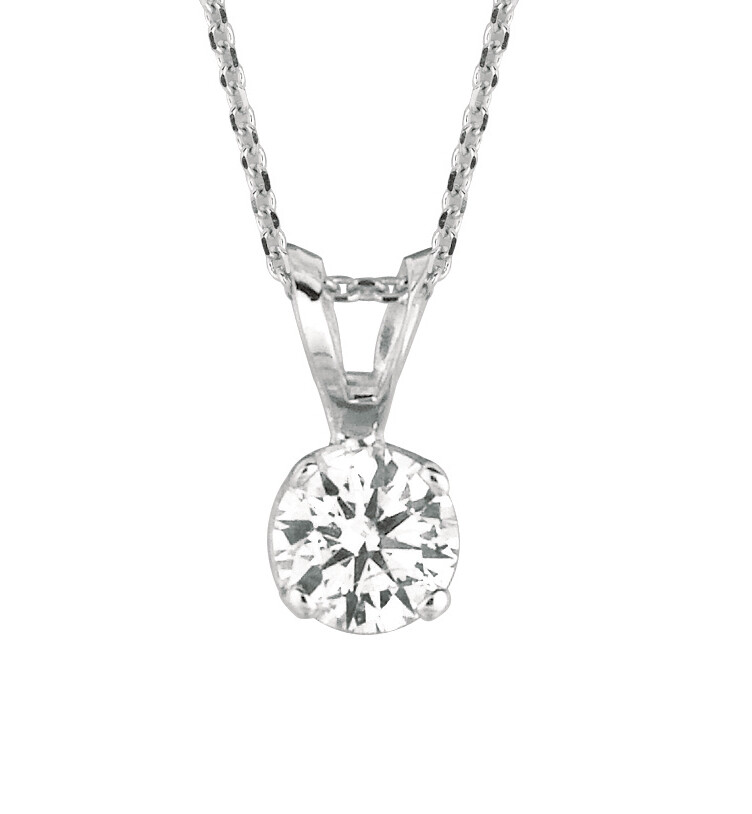 Pre-owned Morris 0.10 Carat Natural Diamond Solitaire Necklace 14k White Gold Si 18'' Chain