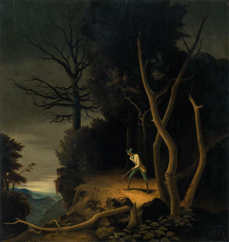 絵画 Forest Hills Forest Landscape with Hunter by Franz Sedlacek – 1933