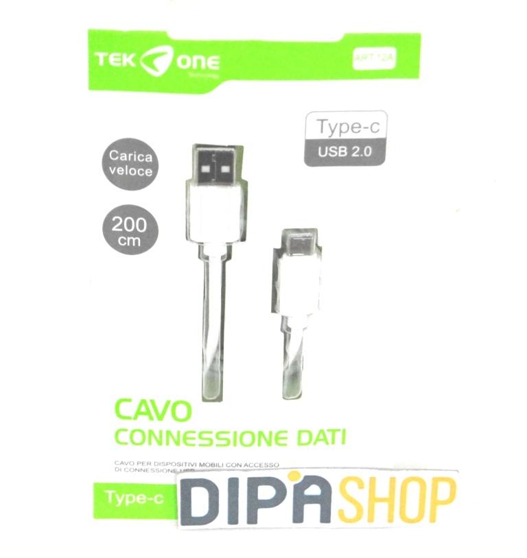 Cavo Usb TeKone 12A Dati Ricarica Plug Usb Type C Tipo C Lunghezza 2 metri hsb