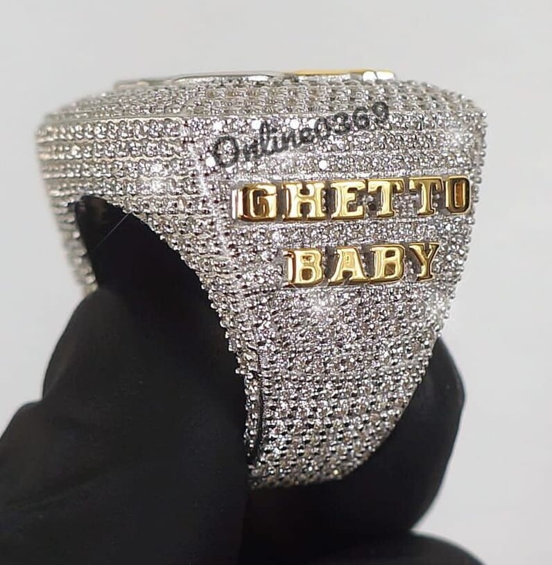 Pre-owned Online0369 Mens 2.33ct Rd Cubic Zirconia Fully Filled Custom Word Ring Silver Free Stud