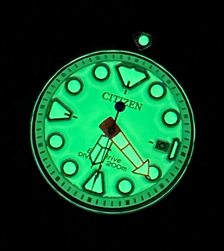 Pre-owned Citizen Promaster Green Dial Dive Titanium Eco Drive Sports Watch Bn0227-25x