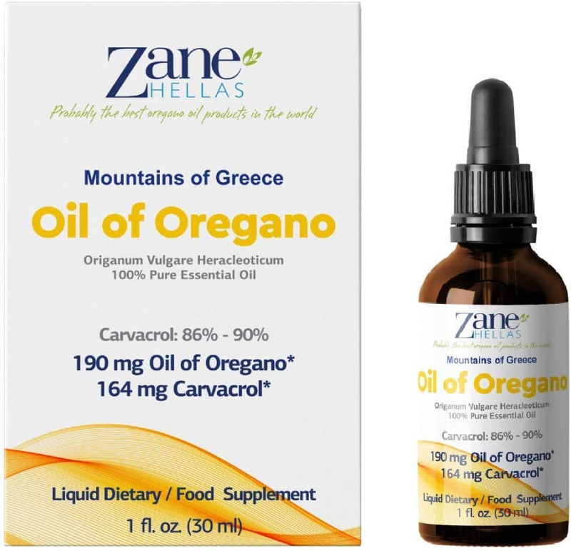 Zane Hellas 190 Mg Oregano Oil-164 Mg Carvacrol per Serving-4 Drops Daily. 100%