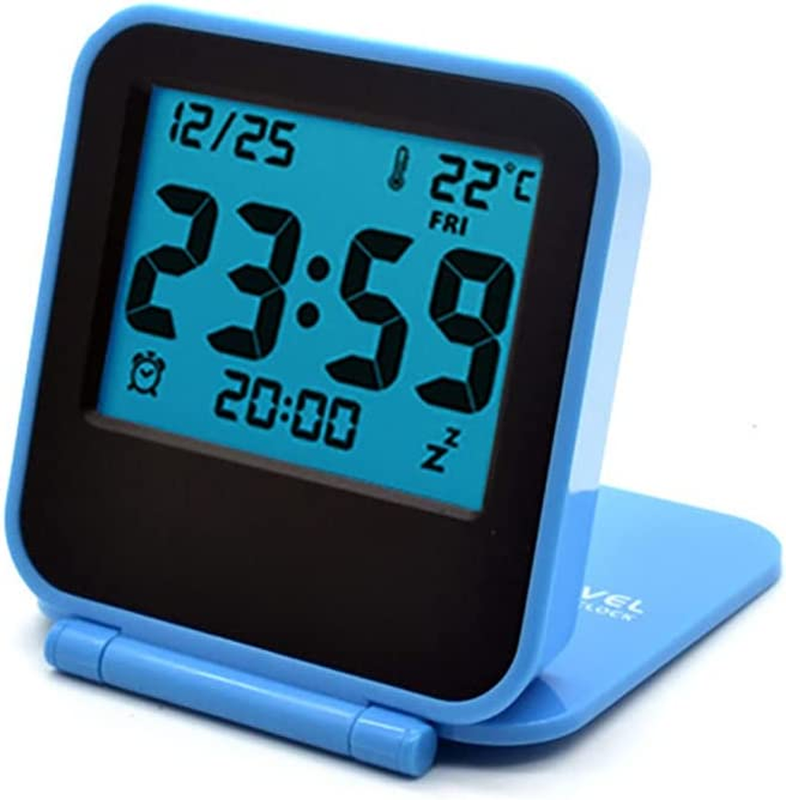 Mini Small Digital Travel Alarm Clocks with LCD Night Light,Battery Operated Tra