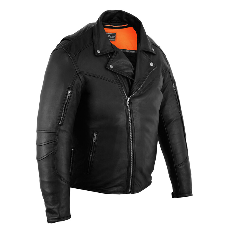 Pre-owned Bikers Network - Ds Men's Modern Longer Beltless Black Biker Motorcycle Jacket - Bnds794