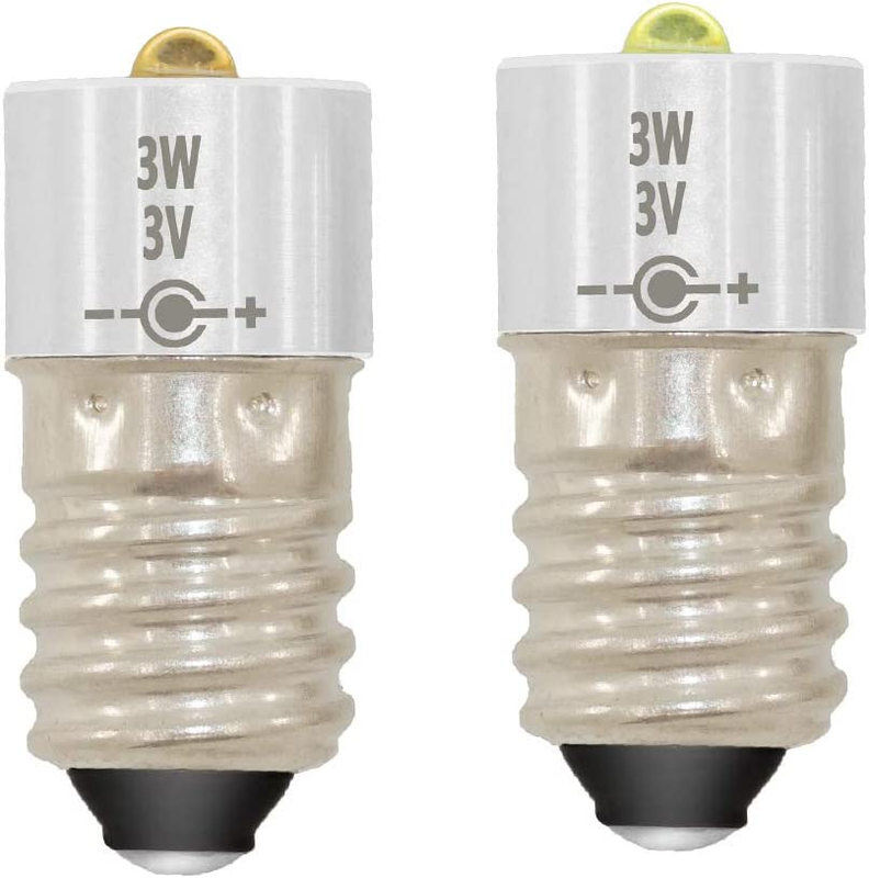 2Pcs E10 Screw Led Bulb Light Upgrade Flashlight Bulbs 3W Dc3V Replacement Part