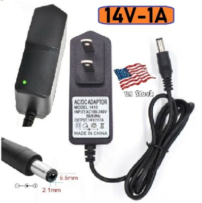 14V 1A AC/DC Adapter Power Supply for Home Electrics with 5.5x2.1mm DC Plug