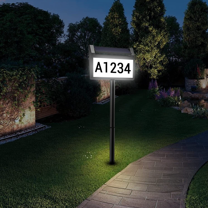 Solar LED Address Sign Light Stake Lighted House Numbers for Home Street Yard US