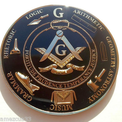 Freemason Masonic Love For Arts  Car Emblem Heavy Alloy Golden And Black Finish