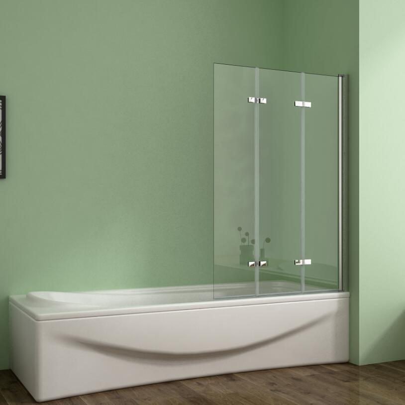 130x140cm Badewannenfaltwand Badewannenaufsatz Faltwand Duschabtrennung 3-teilig