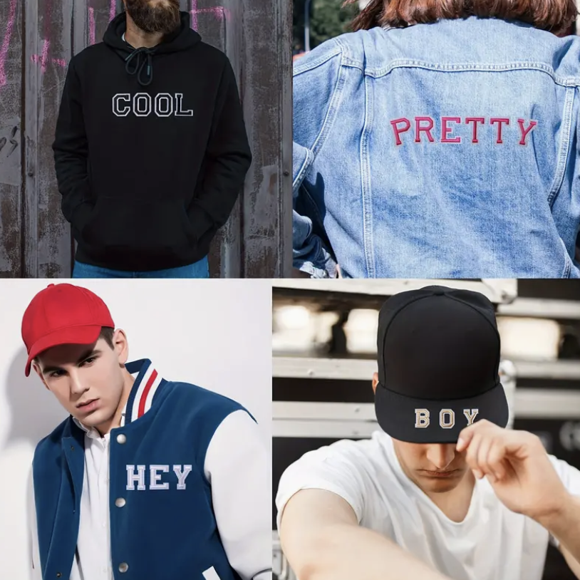 2" LETTERS - Black/White/Pink/Blue - Embroidered  - U Pick - Iron On Patches