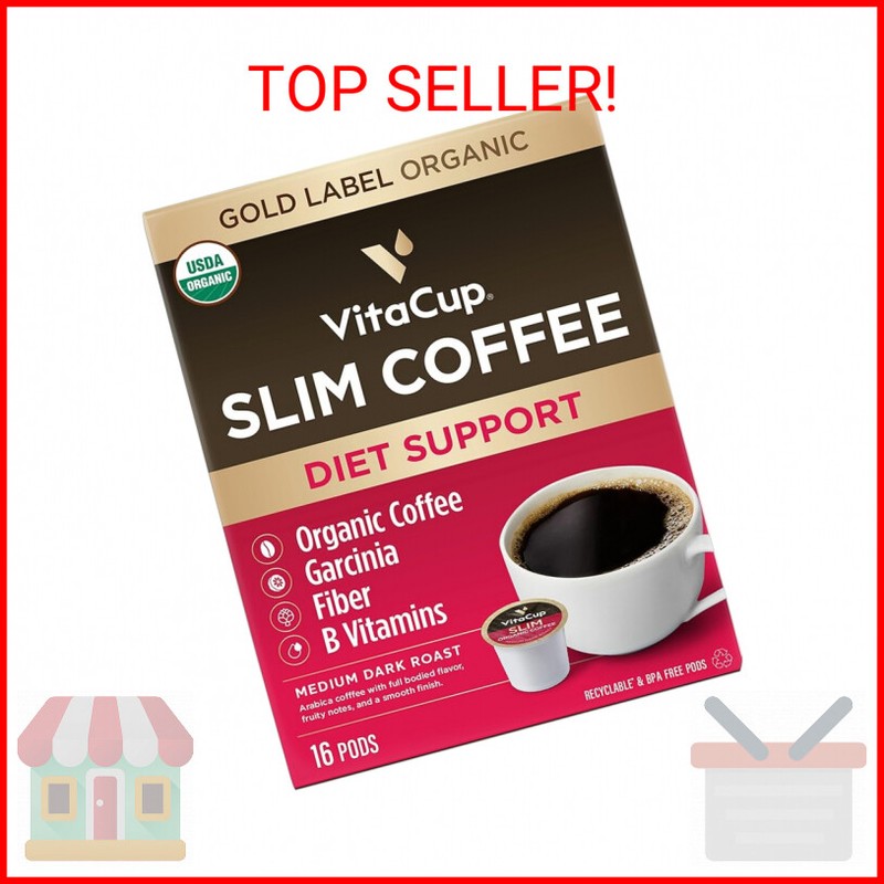 VitaCup Slim Organic Coffee Pods, Diet Support with Ginseng,