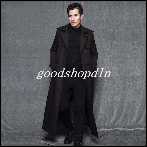 Mens Full Length Long Trench Coat Loose Double Breasted Overcoat Parka Outerwear Ebay