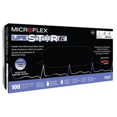 *100-Gloves* Ansell MicroFlex LIFESTAR EC PF Dual Layer Extended Cuff LSE-104-L