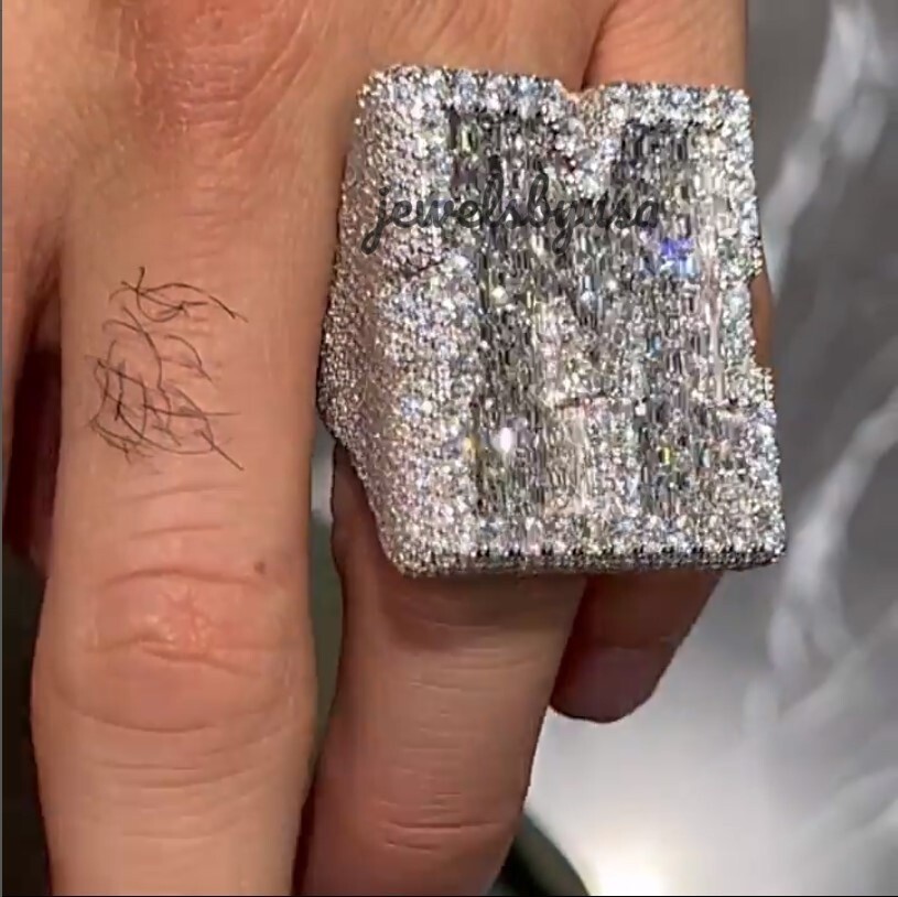 Pre-owned Nsg Buss Down Men's Baguette Simulated Dimond Custom Any One Letter Ring 925 Silver In White