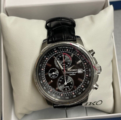 Seiko men's chronograph stainless shop steel watch