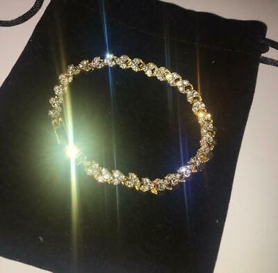 Womens Swarovski Element Crystal Bracelet Bangle Heart Gold Plated New Shine 