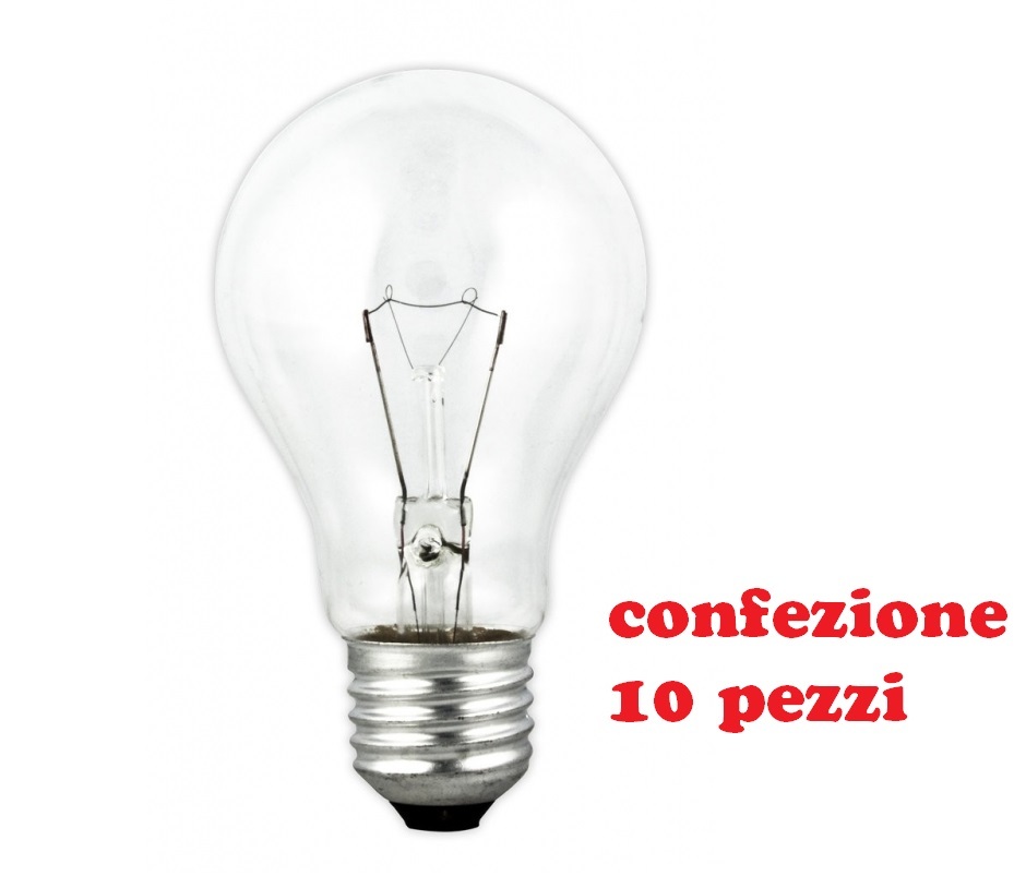 Confezione 10 Lampadine a Goccia Incandescenza E27 220/240V 50/60Hz 100W moc