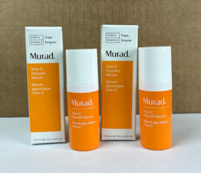 Murad Vita-C Glycolic Brightening Serum, Travel Size 0.33 fl.oz. 10mL 2-Pack