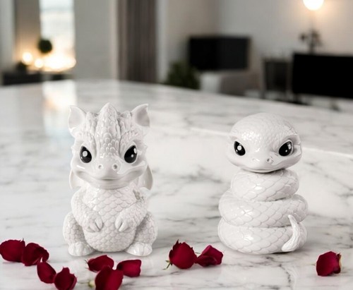 Lladro ​Set of 2 Baby Snake 01009767 and Baby Dragon