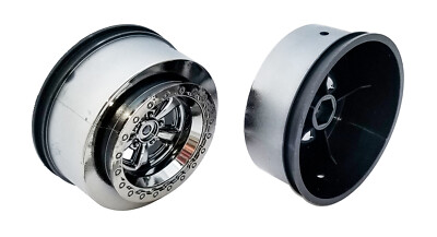 Team Associated DR10 Drag Racing Rear Wheels Black Chrome 2pc ASC71076 71076
