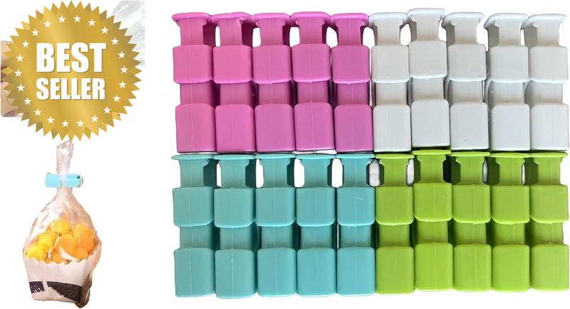 20 Pcs Reusable Squeeze - and - Lock Food Storage Clips, Ideal for Sealing Snack