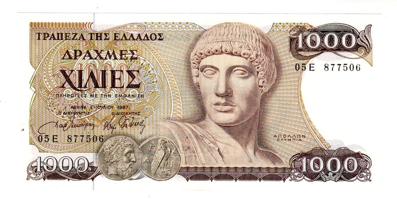 Grece Greece Billet 1000 Drachmai 1987  P202 Apollo   Neuf Unc
