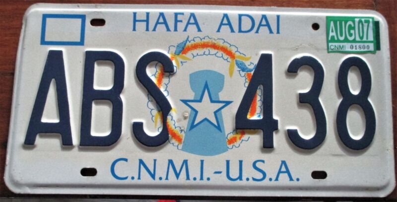 2007 USA COMMONWEALTH NORTHERN MARIANA ISLANDS CNMI LICENSE PLATE # ABS 438