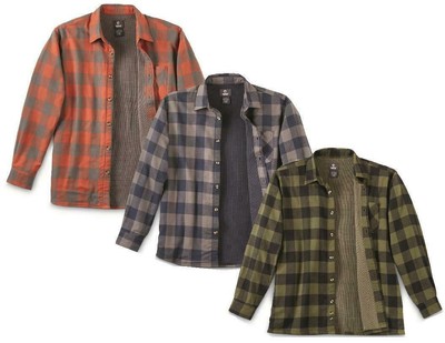Men's THERMAL LINED Brushed Plaid FLANNEL SHIRT JACKET Insulated Body & Sleeves
