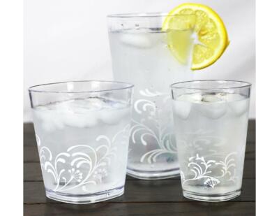 4 Corelle BOUTIQUE CHERISH Acrylic DRINKWARE Beverage Glasses 19, 14 or 8-oz NEW