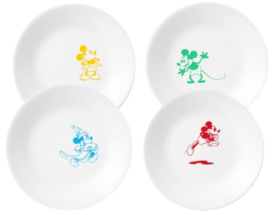 4 Corelle Disney MICKEY MOUSE 6 3/4'' Appetizer Dessert BREAD PLATES 