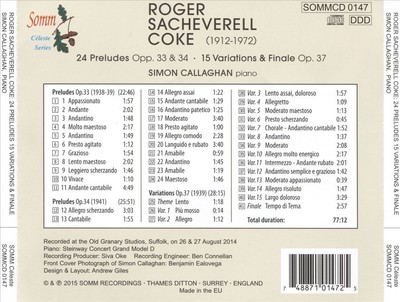 SIMON CALLAGHAN ROGER SACHEVERELL COKE: 24 PRELUDES OPP. 33 & 34; 15 VARIATIONS 