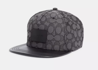 Brand New Coach CB699 Signature Flat Brim Hat (Charcoal)