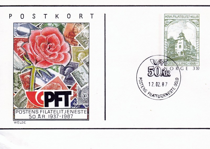 !0503 Postkarten-Ganzsache Aus 1987 Ê 50. J. Philateliedienst Norw. Post