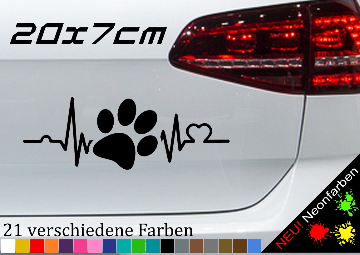 Herzschlag Pfote Hunde Aufkleber Sticker Retriever Labrador Love Terrier 20x7cm
