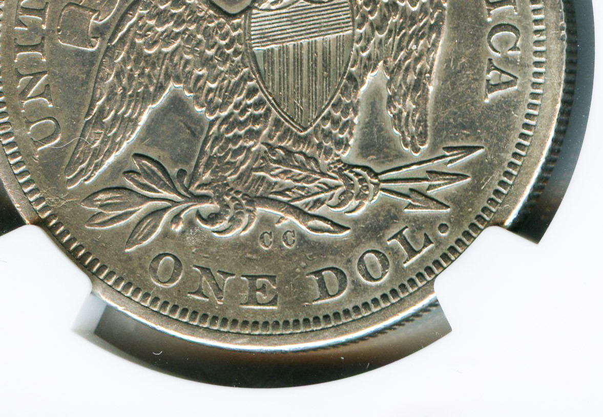 1870-CC (CARSON CITY) SEATED LIB. DOLLAR. NGC AU DETAILS MINTAGE: 11,758  RARE