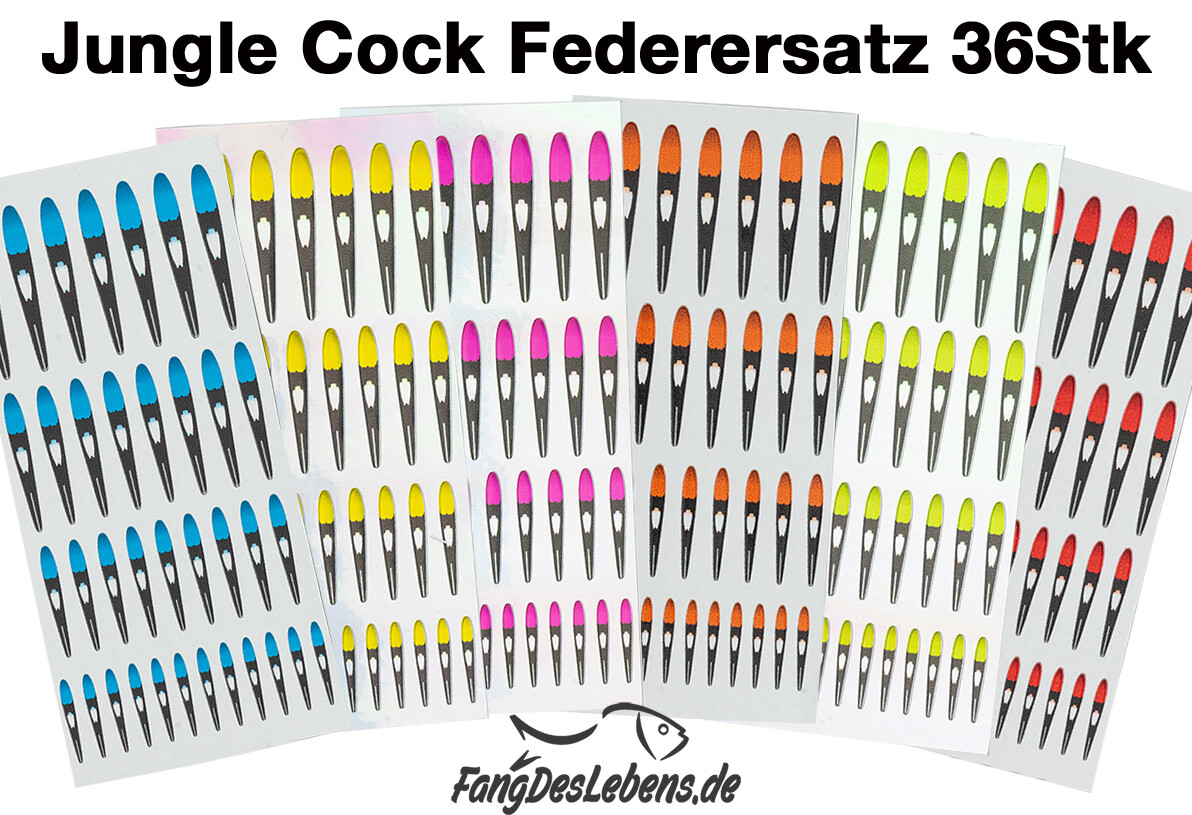 Jungle Cock Feder Ersatz, 36 Stück, sehr realistisch Lachsfliegen 4 Gr. jePckg.