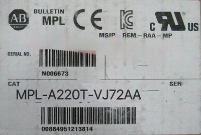 New Sealed Allen Bradley MPL-A220T-VJ72AA Servo Motor Free Shipping