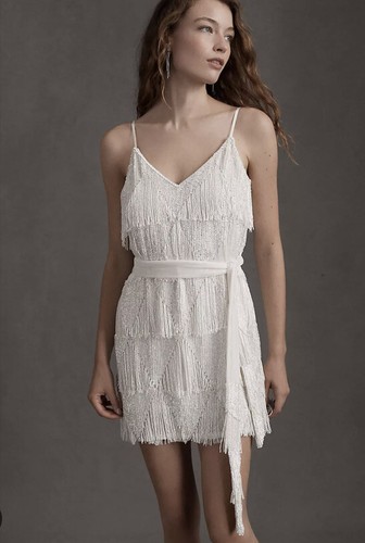 

Мини-платье Free People Retrofete Claire, украшенное блестками и бахромой, Цвет слоновой кости