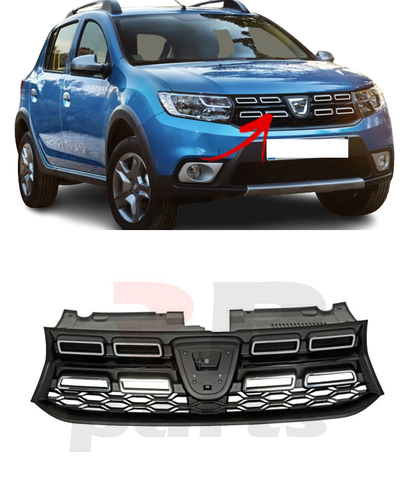 POUR DACIA SANDERO STEPWAY 17-20 CALANDRE CENTRALE SUPÉRIEURE PARE CHOC AVANT...
