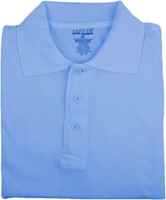 Adult Light Blue Pique Polo 1021M-LTB Shirt Tanvir Uniform Short Sleeve S-XL
