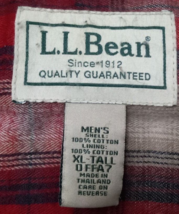 VTG LL Bean Mens XLT Canvas Denim Plaid Chore Coat Shirt Heavy Jacket snaps